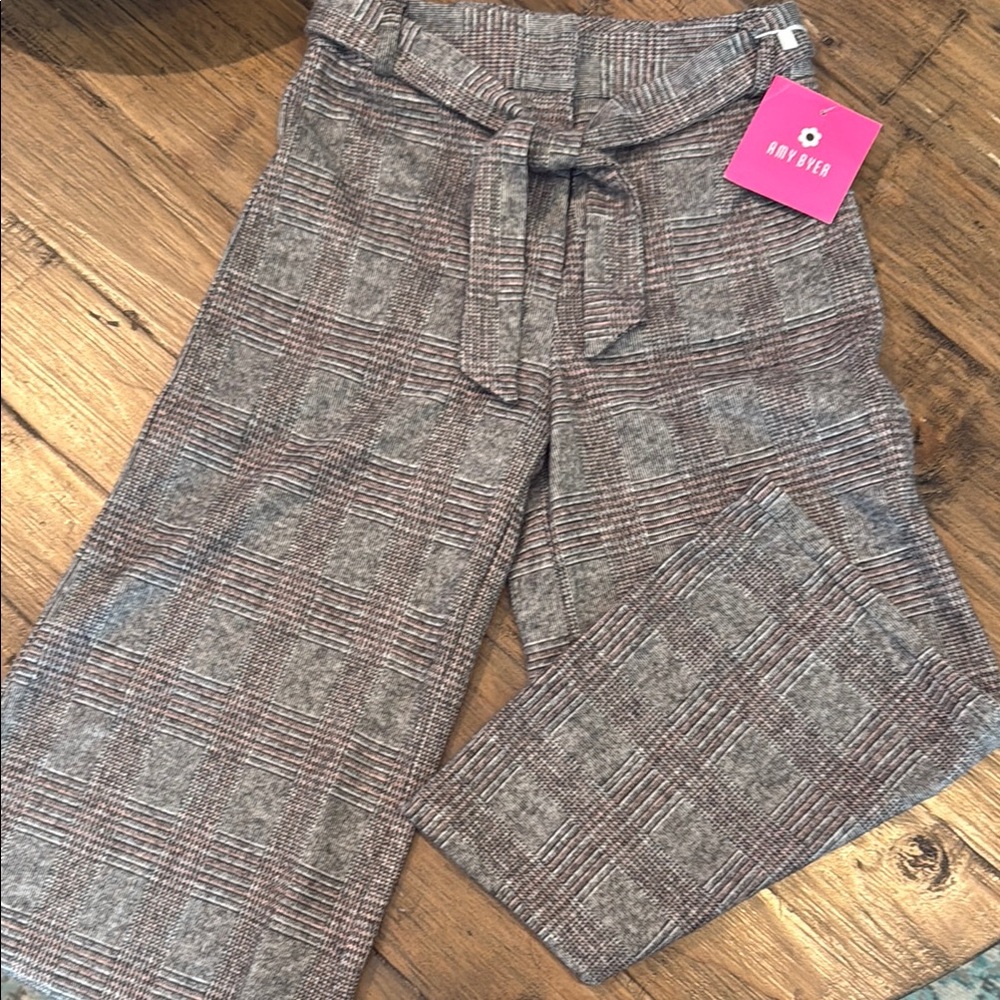 Amy Byer Plaid Kids Casual Bottoms - Gray and Brown